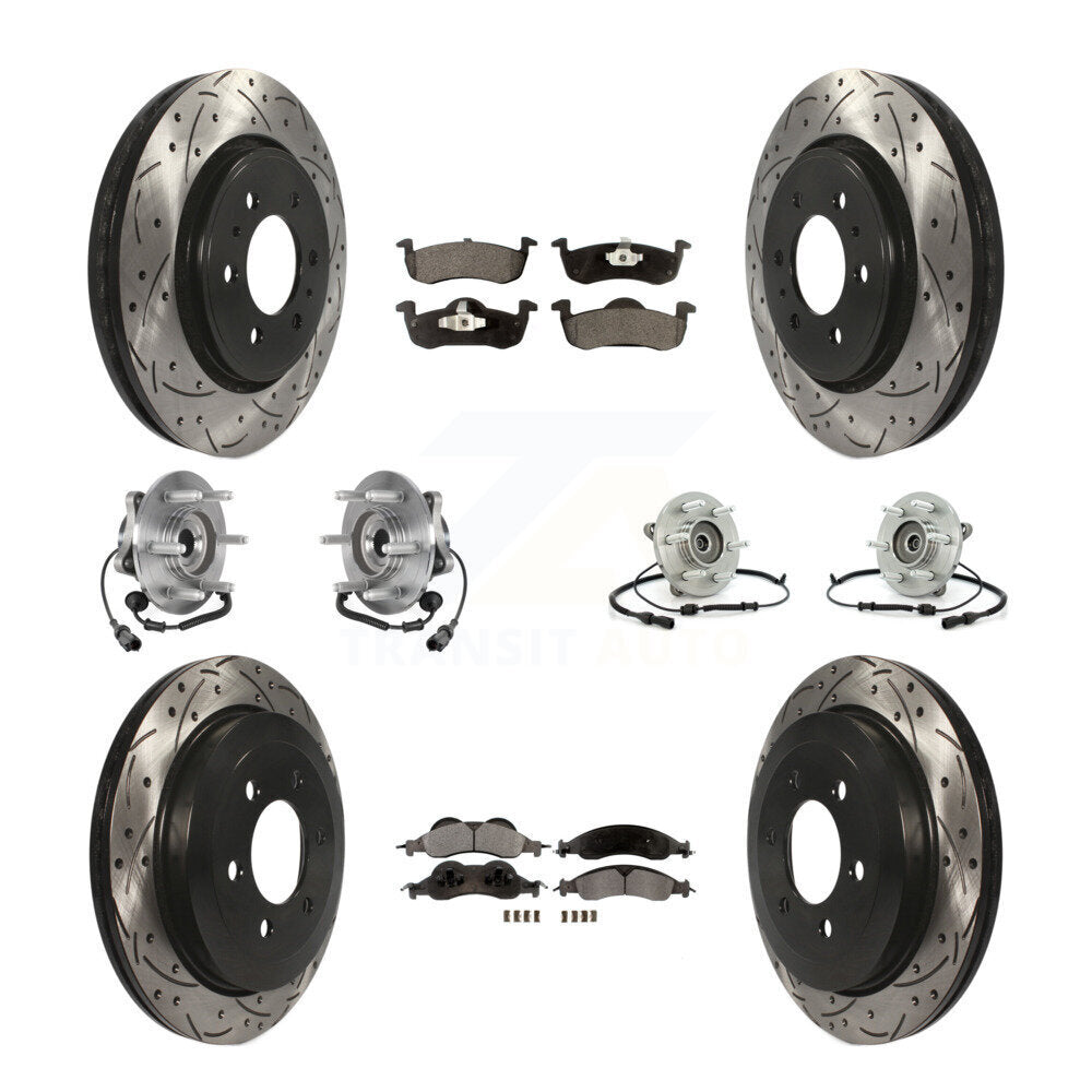 Front Rear Hub Bearing Coated Disc Brake Rotor Pad Kit (10Pc) For Ford Expedition Lincoln KBB-125737
