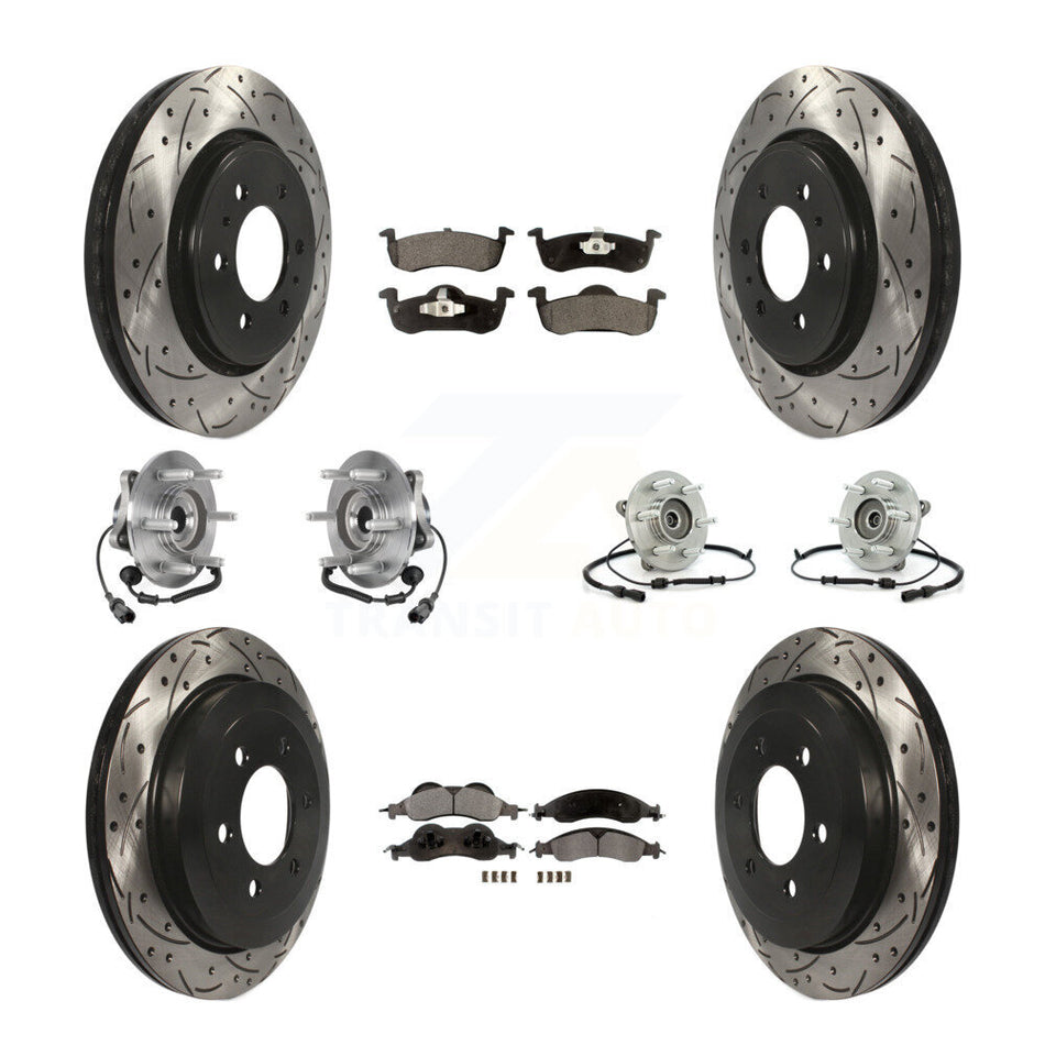 Front Rear Hub Bearing Coated Disc Brake Rotor Pad Kit (10Pc) For Ford Expedition Lincoln KBB-125737