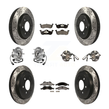 Front Rear Hub Bearing Coated Brake Rotor Pads Kit (10Pc) For Ford Expedition Lincoln RWD KBB-125738