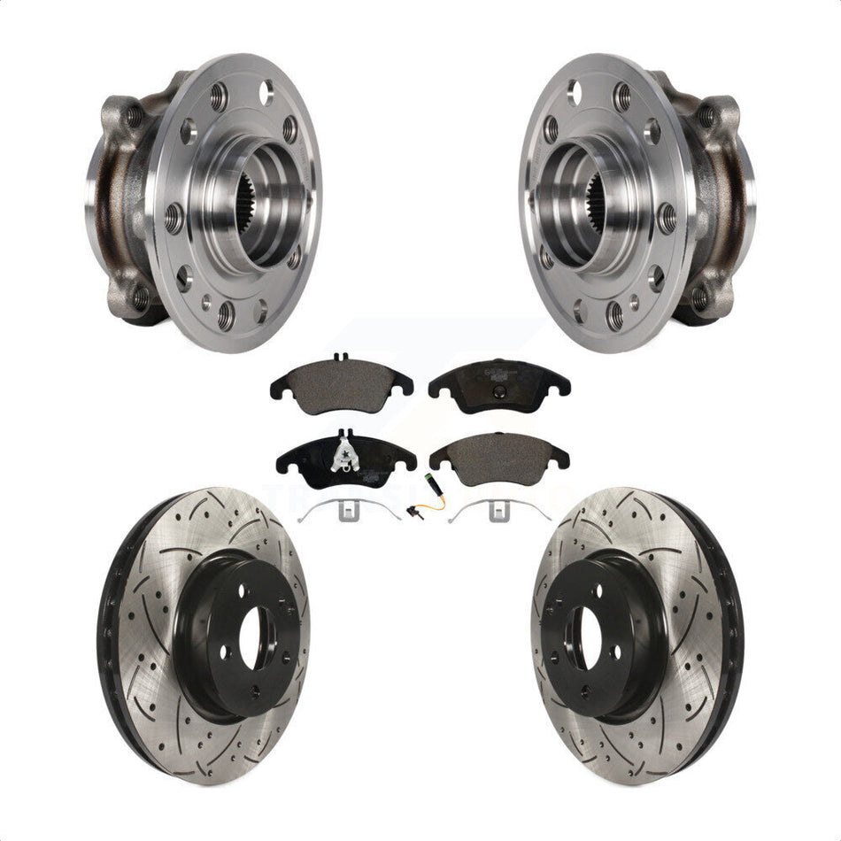 Front Bearing Assembly Drilled Slot Brake Rotor & Pad Kit For 2017 Mercedes-Benz E400 AWD KBB-125750