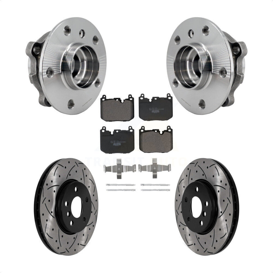 Front Hub Bearing Coat Drill Slot Brake Rotor Pad Kit For 2017-2020 Mini Cooper Clubman S KBB-125754