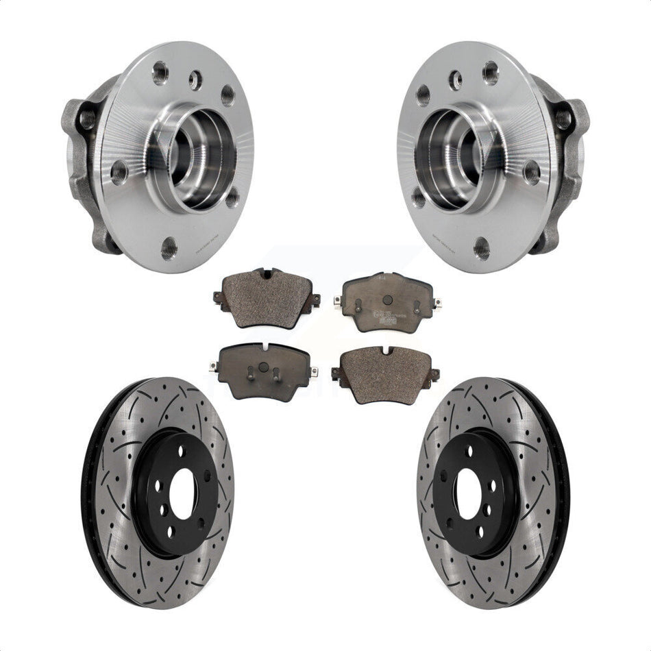 Front Hub Bearing Coat Drill Slot Brake Rotor Pads Kit For Mini Cooper Countryman Clubman KBB-125755