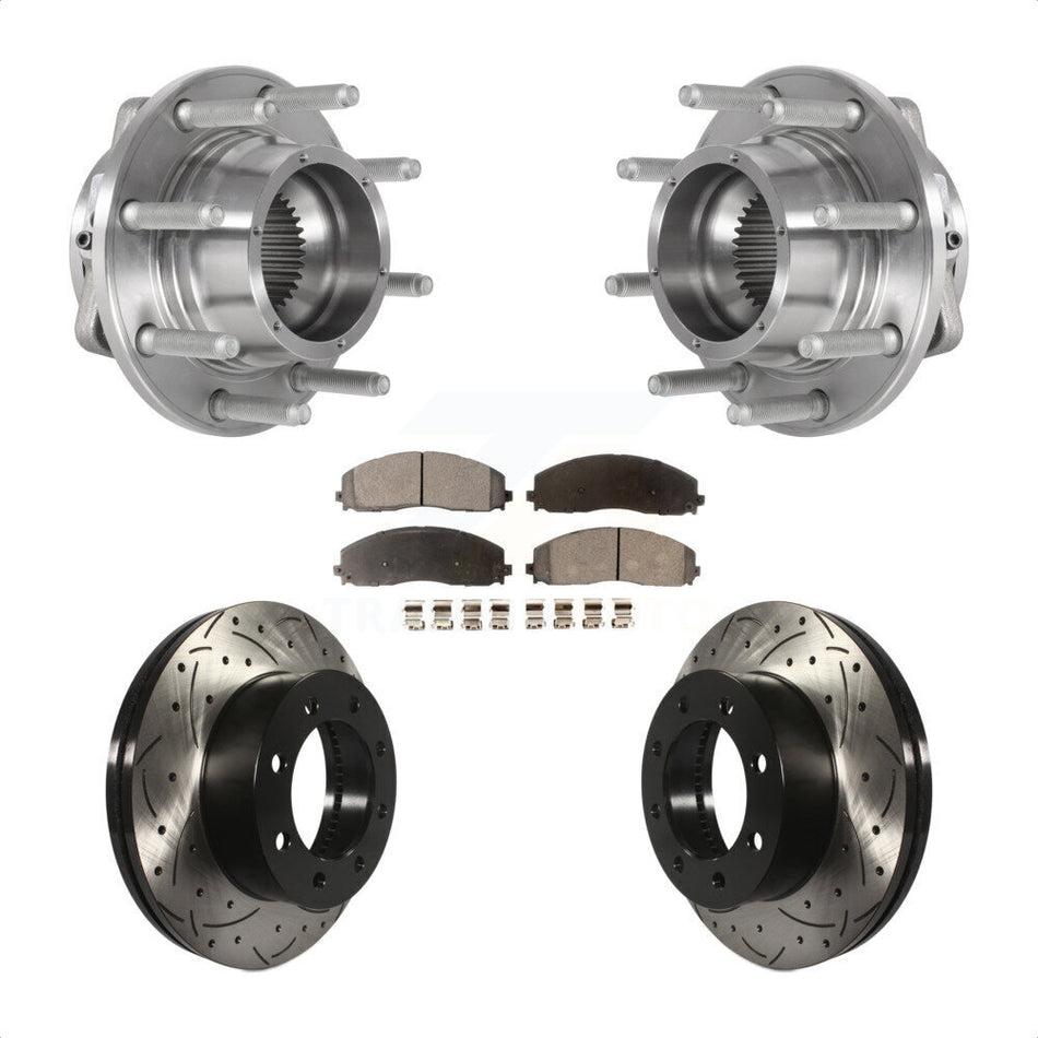 Front Hub Bearing Coat Drill Slot Brake Rotor Pad Kit For Ford F-350 Super Duty F-250 4WD KBB-125759