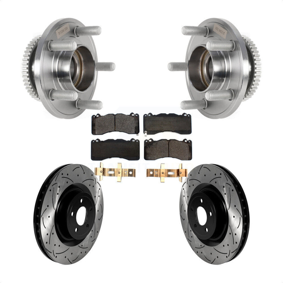 Front Hub Bearing Coat Drill Slot Brake Rotor Pad Kit For Ford Mustang With Brembo Brakes KBB-125761