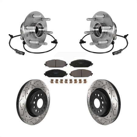 Front Hub Bearing Drill Slot Brake Rotor Pads Kit For Ram 1500 Without 22" Factory Wheels KBB-125765