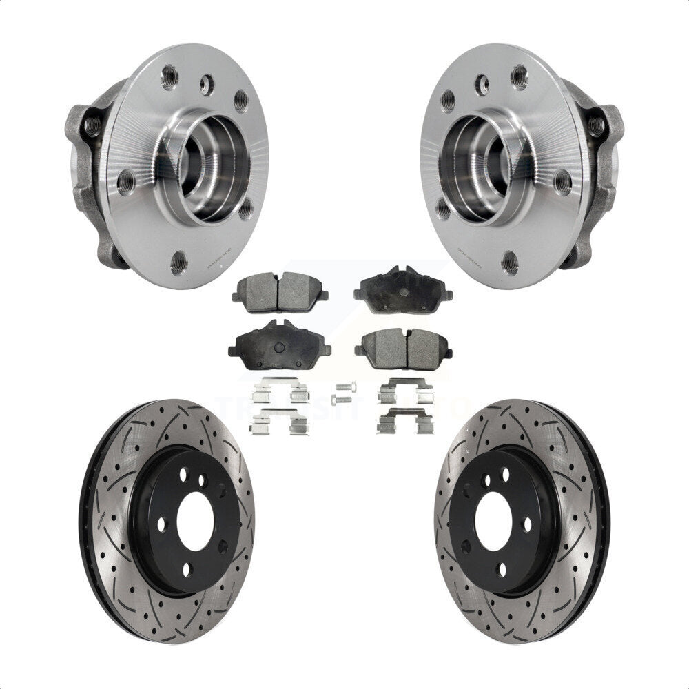 Front Hub Bearing Assembly Coated Drilled Slotted Brake Rotor And Pad Kit For Mini Cooper KBB-125766