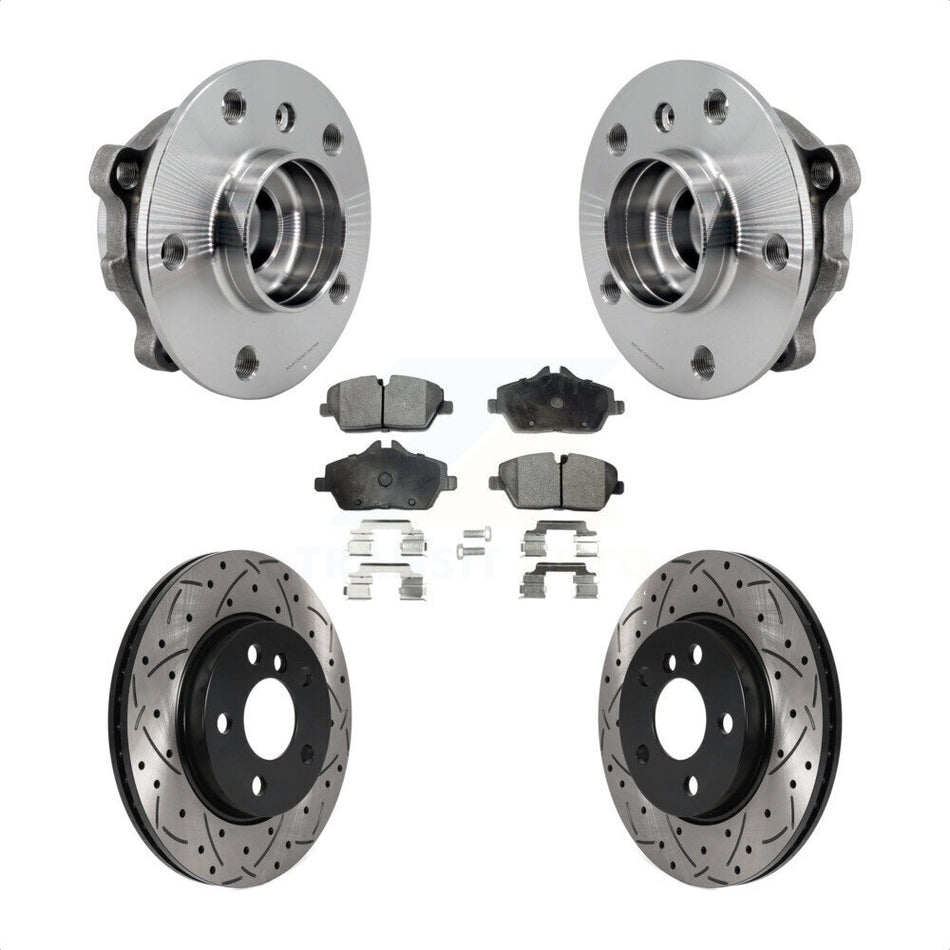 Front Hub Bearing Assembly Coated Drilled Slotted Brake Rotor And Pad Kit For Mini Cooper KBB-125766