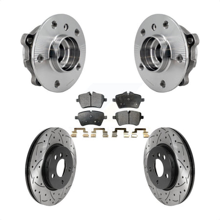 Front Hub Bearing Assembly Coated Drilled Slotted Brake Rotor And Pad Kit For Mini Cooper KBB-125767