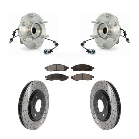 Front Hub Bearing Coated Drill Slot Brake Rotor Pads Kit For 2007 Nissan TITAN From 04 07 KBB-125768