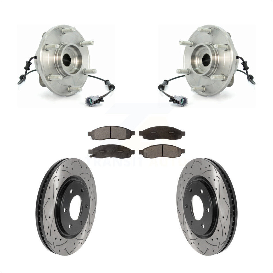 Front Hub Bearing Coated Drill Slot Brake Rotor Pads Kit For 2007 Nissan TITAN From 04 07 KBB-125768