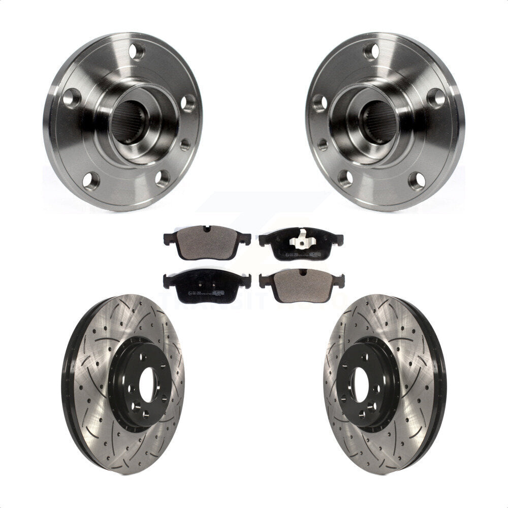 Front Hub Bearing Assembly Coated Drilled Slotted Disc Brake Rotor Pad Kit For Volvo XC60 KBB-125770