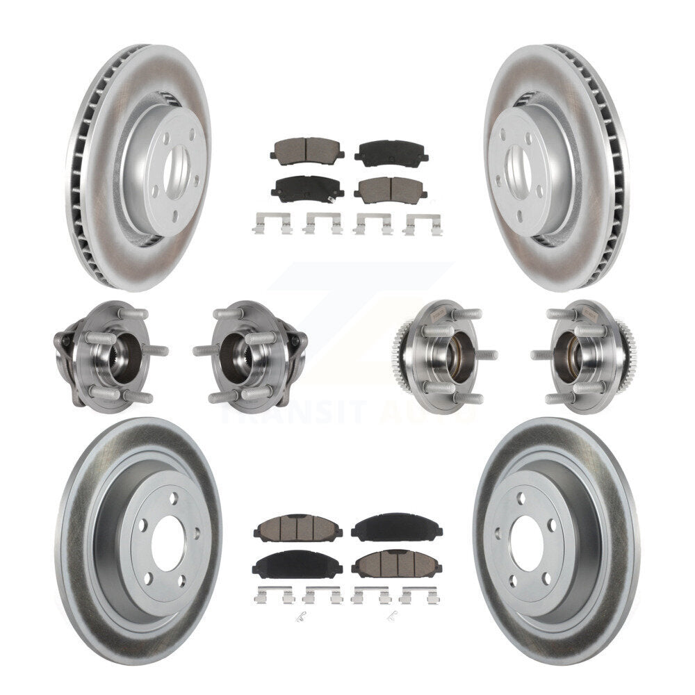 Front Rear Hub Bearing Coated Brake Rotor & Pads Kit (10Pc) For Ford Mustang V6 with 3.7L KBB-125786