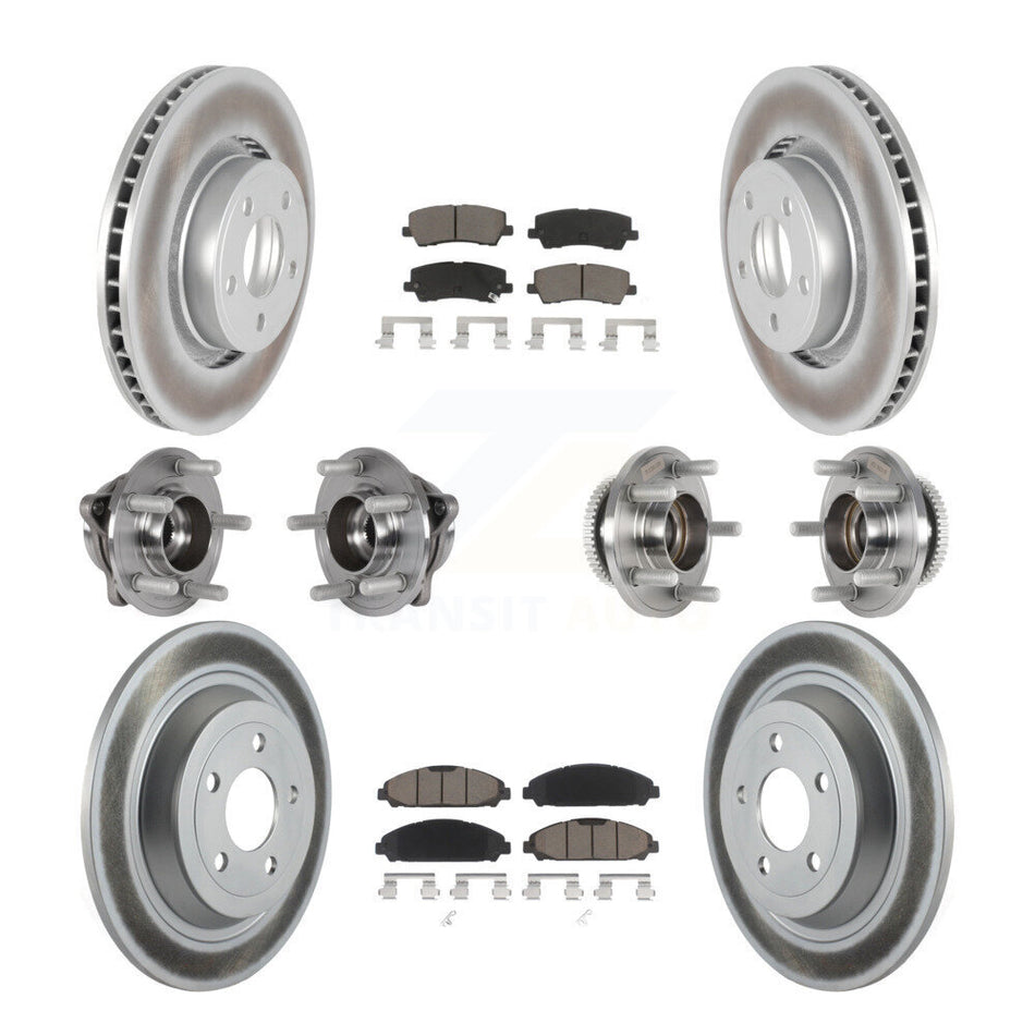 Front Rear Hub Bearing Coated Brake Rotor & Pads Kit (10Pc) For Ford Mustang V6 with 3.7L KBB-125786