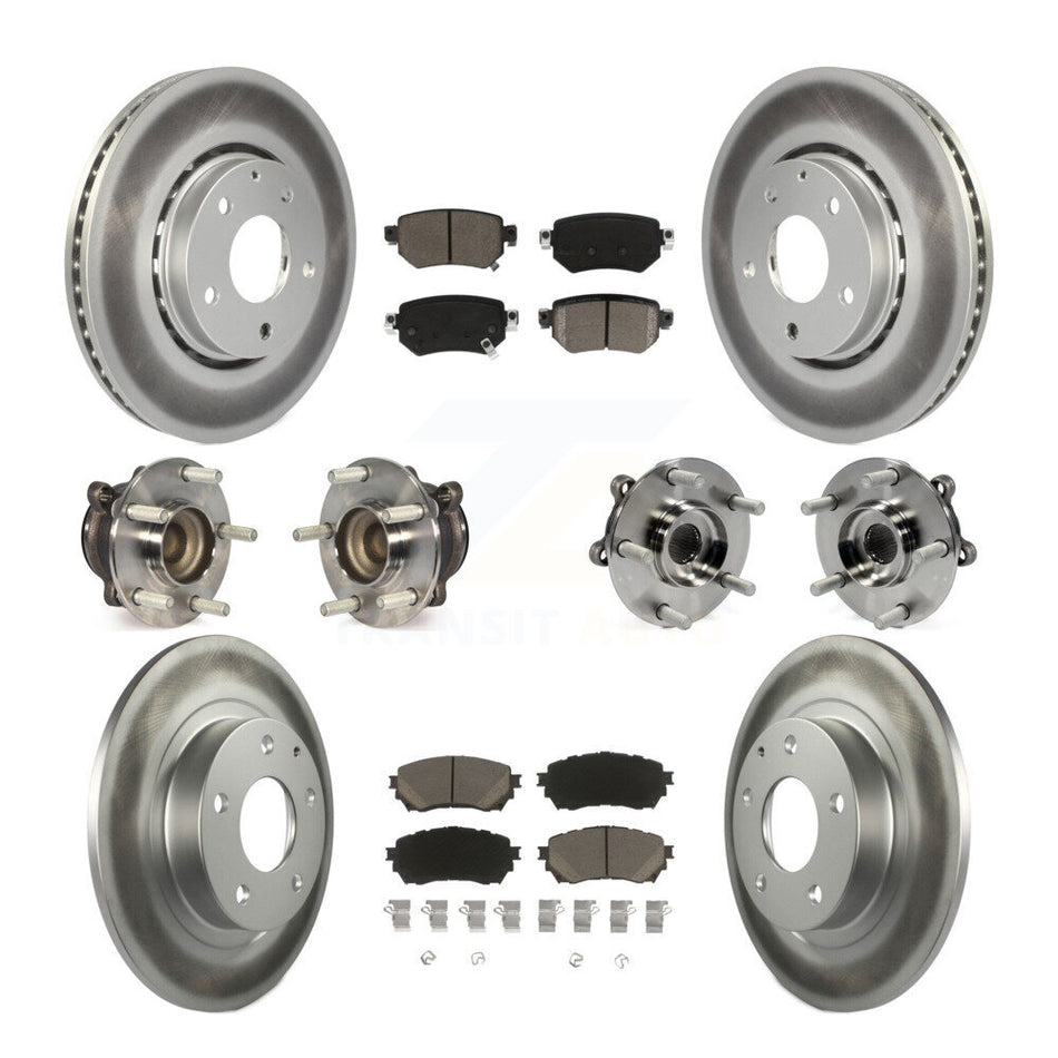 Front Rear Hub Bearing Coated Brake Rotor Pads Kit (10Pc) For Mazda 6 Naturally Aspirated KBB-125787