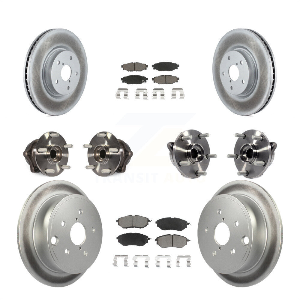 Front Rear Hub Bearing Coated Disc Brake Rotor And Ceramic Pads Kit (10Pc) For Subaru WRX KBB-125795