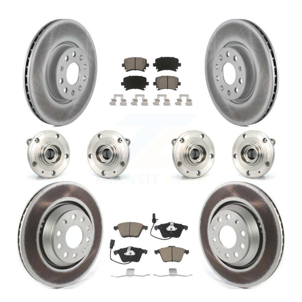 Front Rear Hub Bearings Coated Disc Brake Rotors And Pads Kit (10Pc) For Volkswagen CC KBB-125801