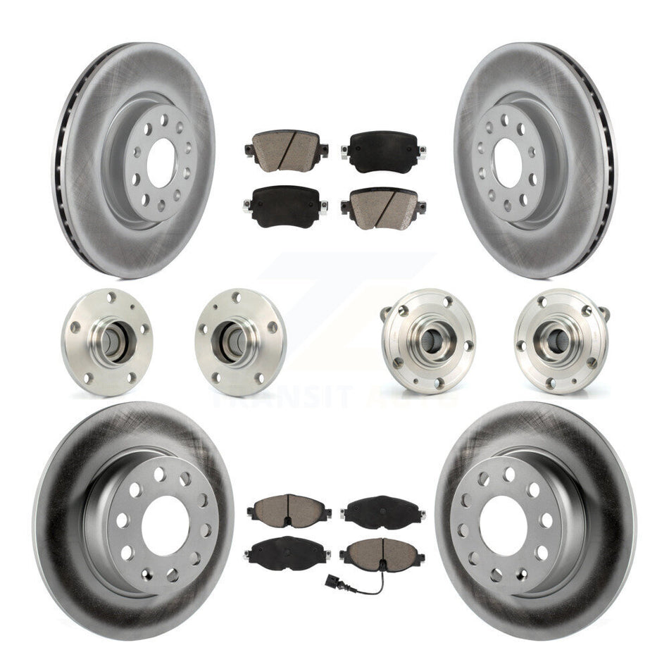 Front Rear Hub Bearing Coated Disc Brake Rotors And Pads Kit (10Pc) For Volkswagen Passat KBB-125802
