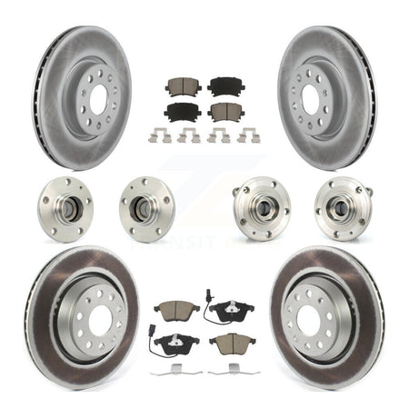 Front Rear Hub Bearings Coated Disc Brake Rotors And Pads Kit (10Pc) For Volkswagen CC KBB-125803