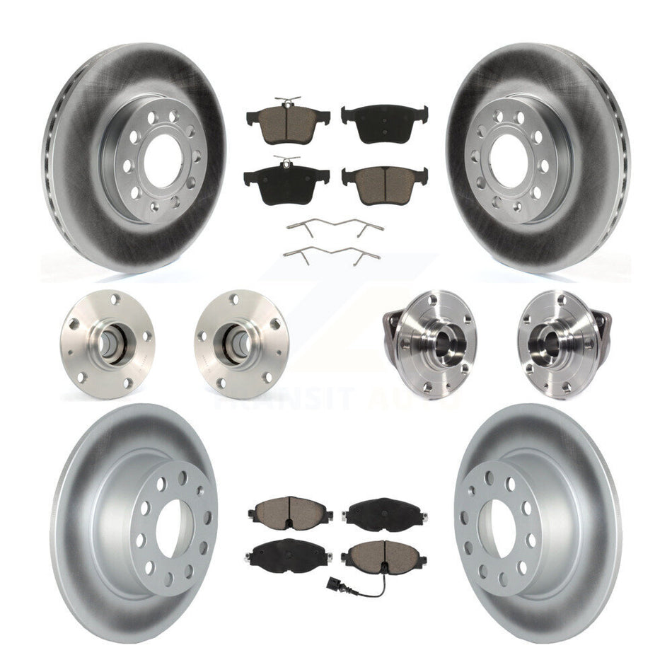 Front Rear Hub Bearing Coated Brake Rotor Pads Kit (10Pc) For 19-21 Volkswagen Jetta 1.4L KBB-125814