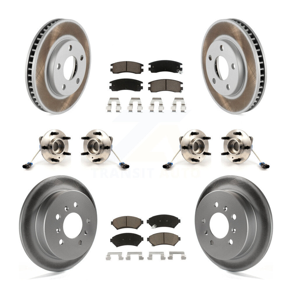 Front Rear Hub Bearing Coated Brake Rotor And Pad Kit (10Pc) For 2001 Pontiac Montana AWD KBB-125817