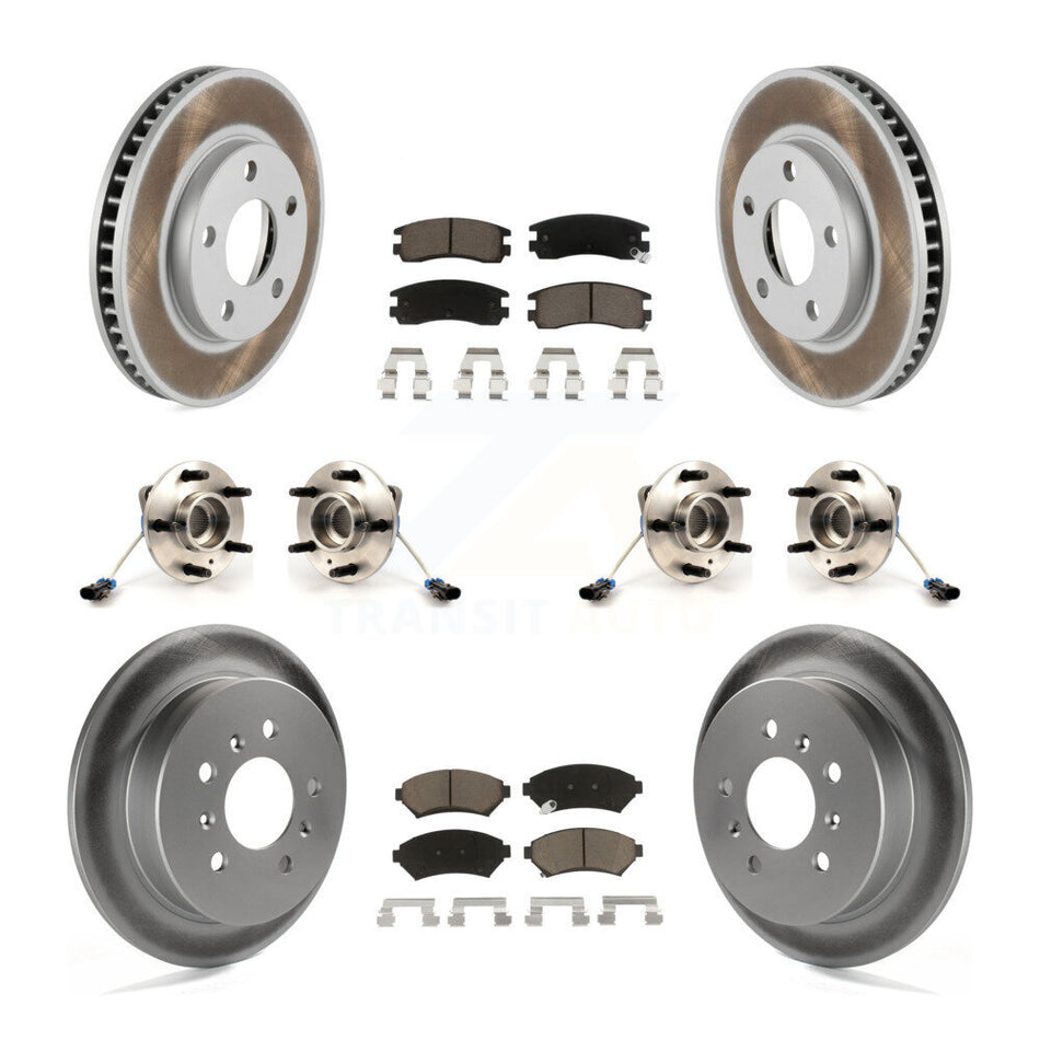 Front Rear Hub Bearing Coated Brake Rotor And Pad Kit (10Pc) For 2001 Pontiac Montana AWD KBB-125817