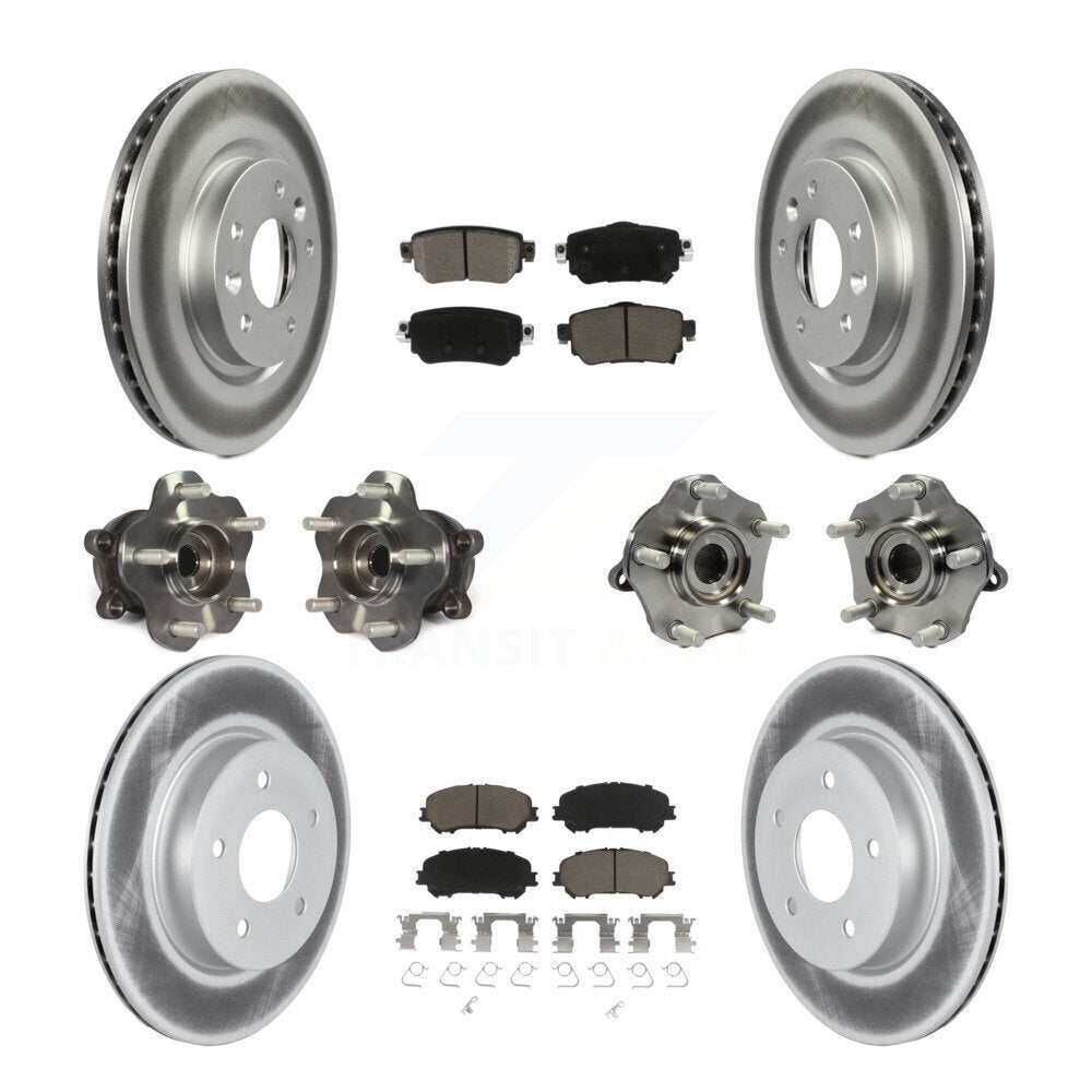 Front Rear Hub Bearing Coated Brake Rotor & Pad Kit (10Pc) For Nissan Rogue Sport Qashqai KBB-125827