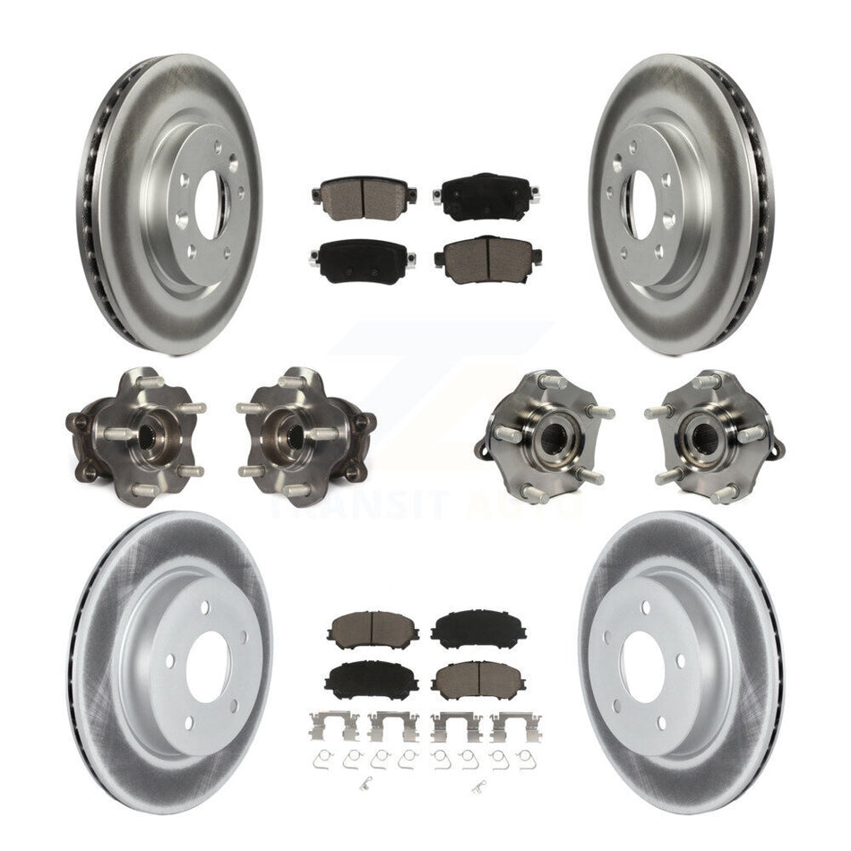Front Rear Hub Bearing Coated Brake Rotor & Pad Kit (10Pc) For Nissan Rogue Sport Qashqai KBB-125827