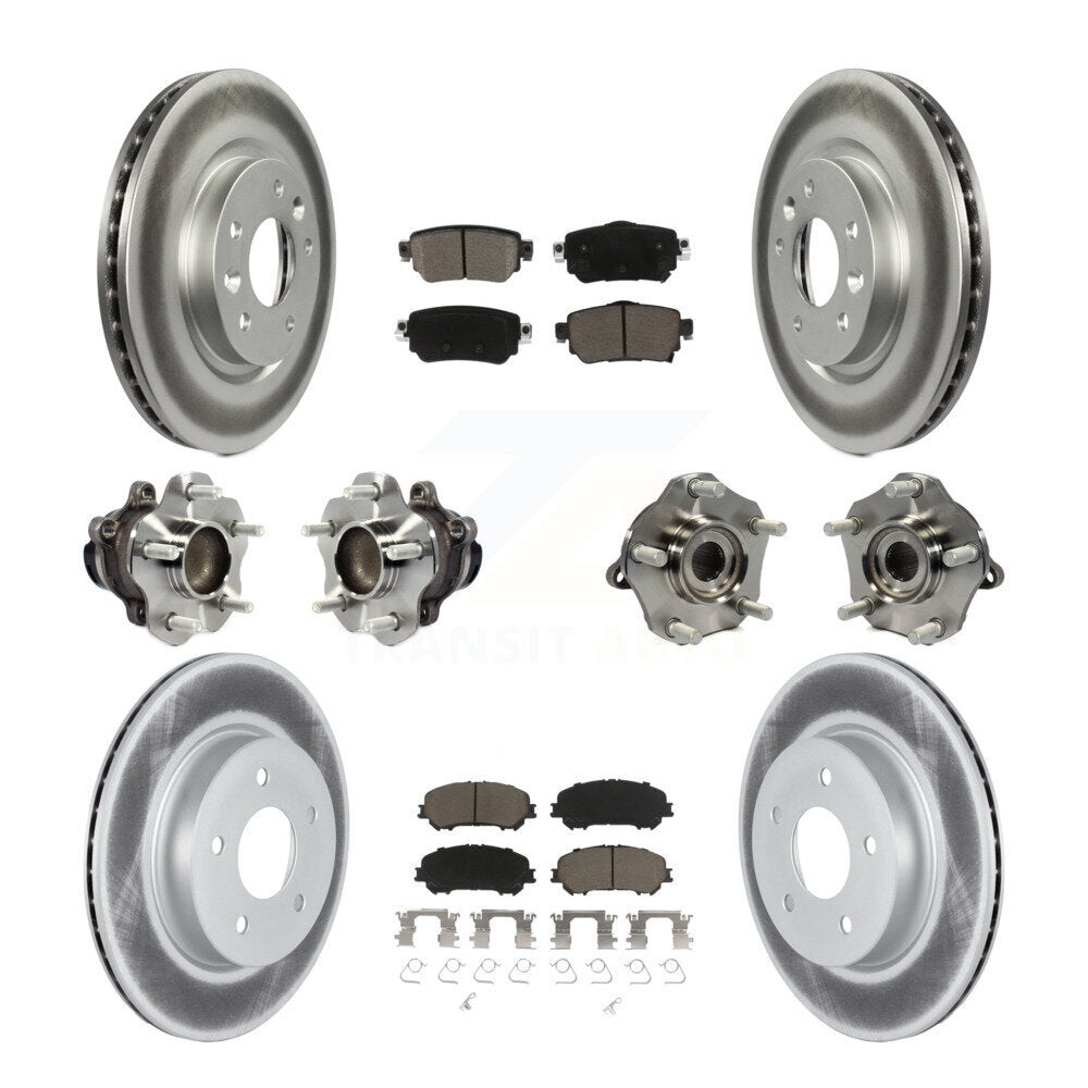 Front Rear Hub Bearing Coated Brake Rotor & Pad Kit (10Pc) For Nissan Rogue Sport Qashqai KBB-125828