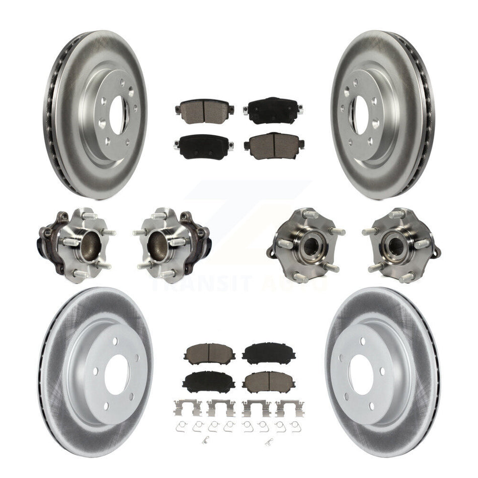 Front Rear Hub Bearing Coated Brake Rotor & Pad Kit (10Pc) For Nissan Rogue Sport Qashqai KBB-125828