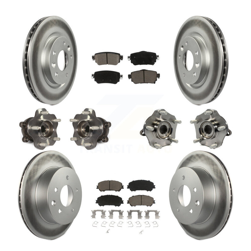 Front Rear Hub Bearing Coat Brake Rotor Pads Kit (10Pc) For Nissan Rogue Sport S with AWD KBB-125829