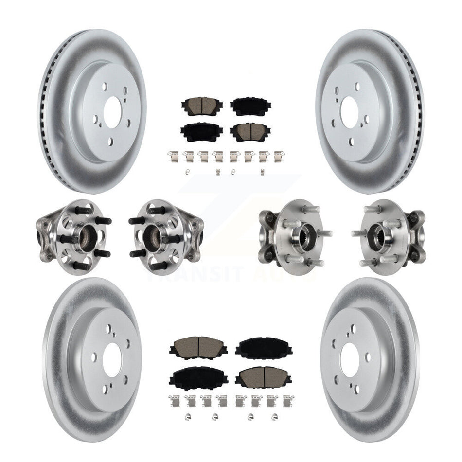 Front Rear Hub Bearings Coated Disc Brake Rotors And Pads Kit (10Pc) For Toyota Corolla KBB-125837