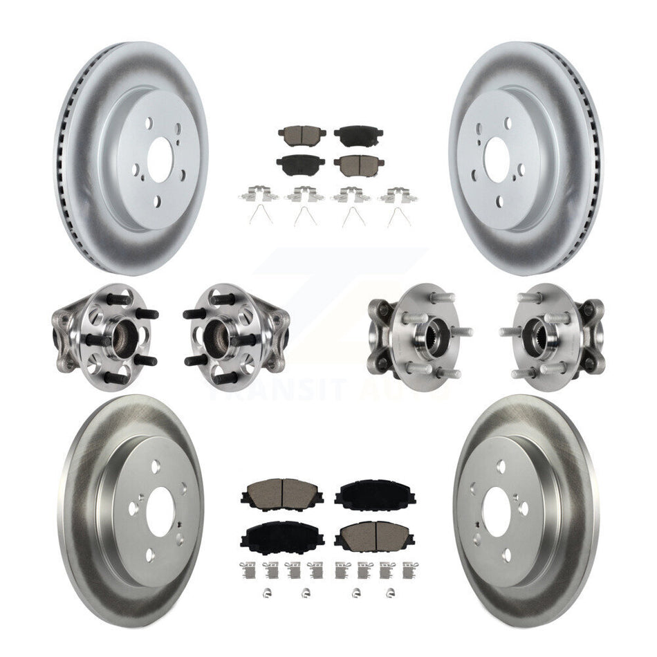 Front Rear Hub Bearing Coated Brake Rotor Pad Kit (10Pc) For 2020-2022 Toyota Prius Prime KBB-125838