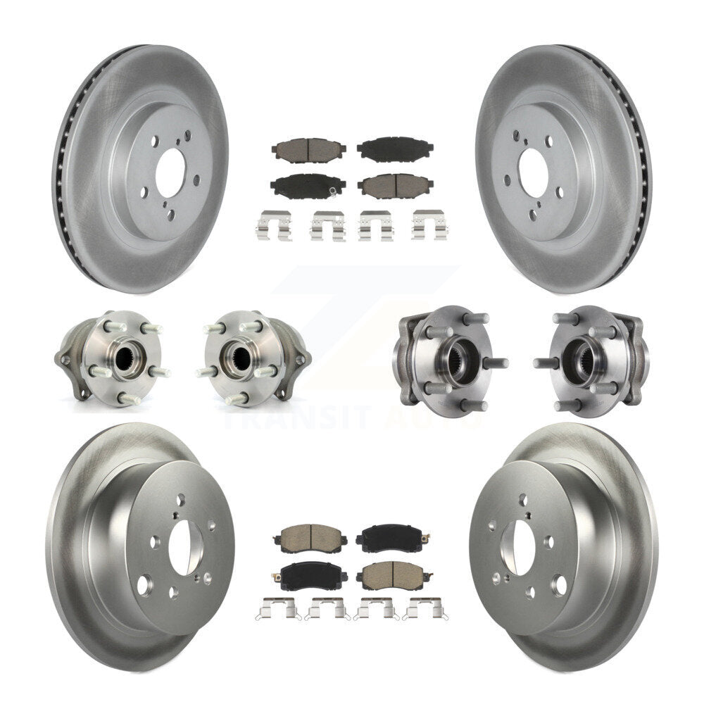 Front Rear Hub Bearings Coated Disc Brake Rotors And Pads Kit (10Pc) For Subaru Crosstrek KBB-125845