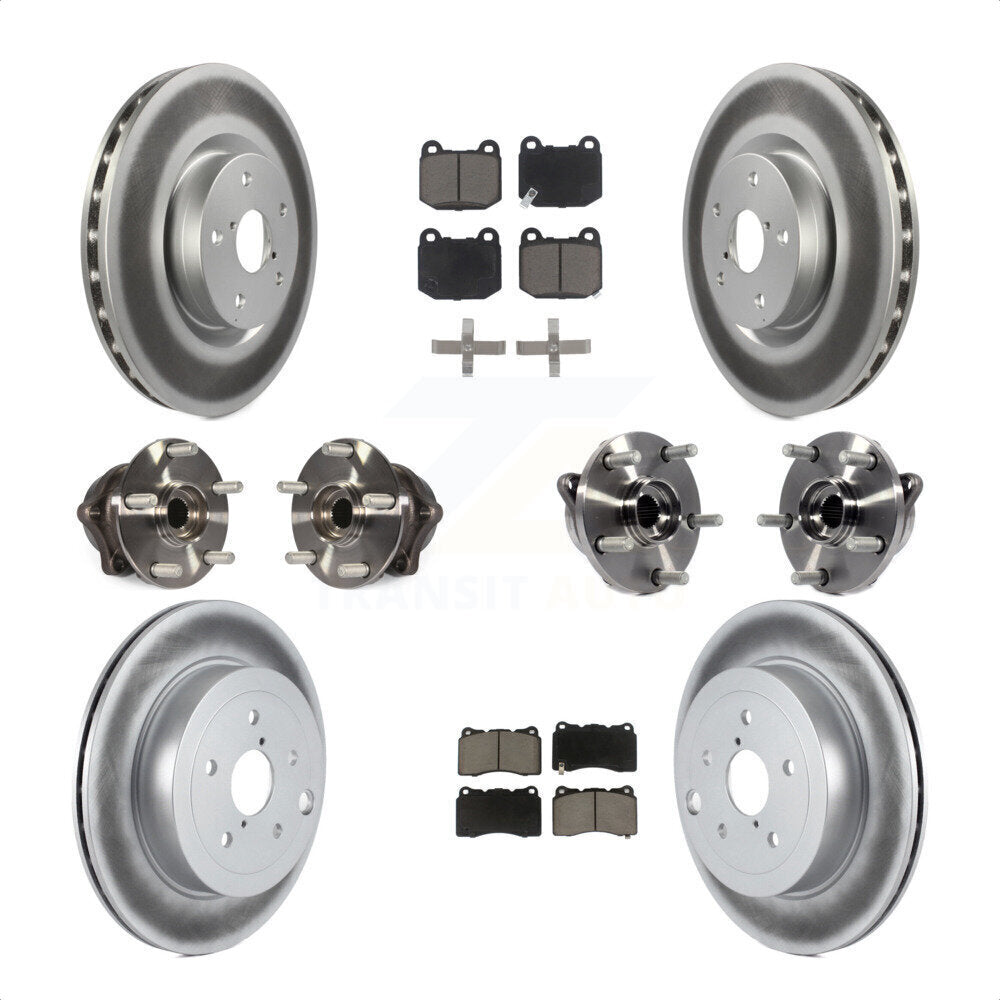 Front Rear Hub Bearing Coated Disc Brake Rotor Pads Kit (10Pc) For Subaru Impreza WRX STI KBB-125846