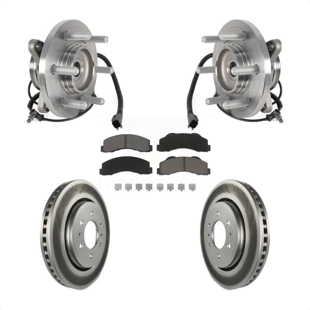 Front Hub Bearing Coated Brake Rotor & Pads Kit For Ford Expedition Lincoln Navigator 4WD KBB-125851