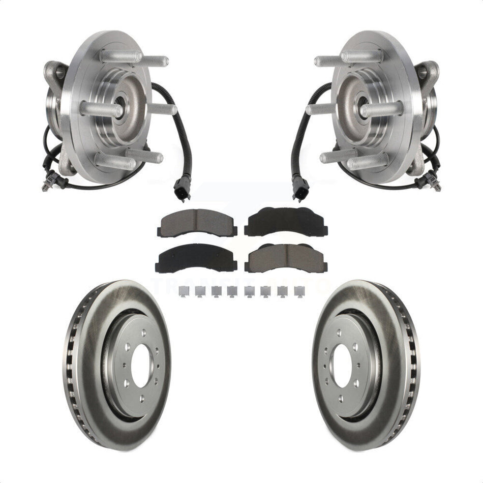 Front Hub Bearing Coated Brake Rotor & Pads Kit For Ford Expedition Lincoln Navigator 4WD KBB-125851