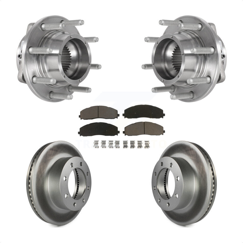 Front Hub Bearing Coat Brake Rotor Pads Kit For 2017-2022 Ford F-350 Super Duty F-250 4WD KBB-125854