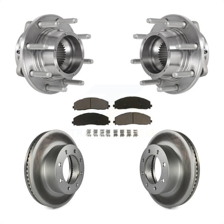 Front Hub Bearing Coat Brake Rotor Pads Kit For 2017-2022 Ford F-350 Super Duty F-250 4WD KBB-125854
