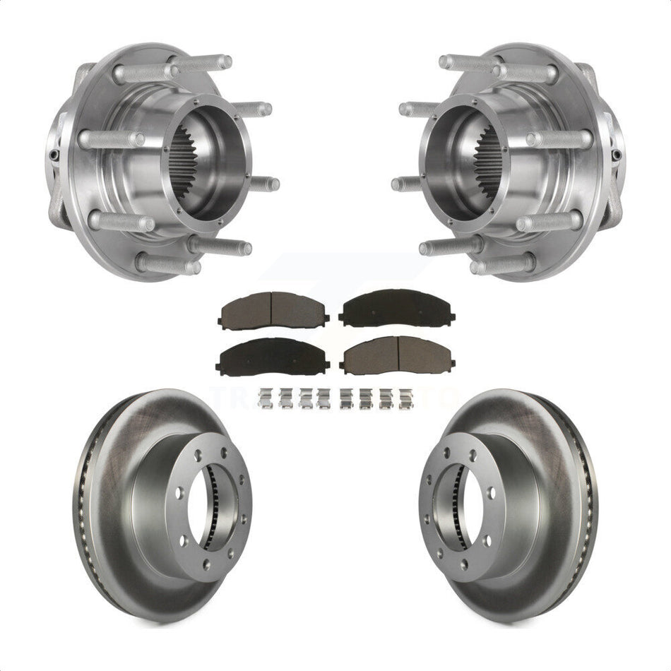 Front Hub Bearing Coat Brake Rotor Pads Kit For 2017-2022 Ford F-350 Super Duty F-250 4WD KBB-125854