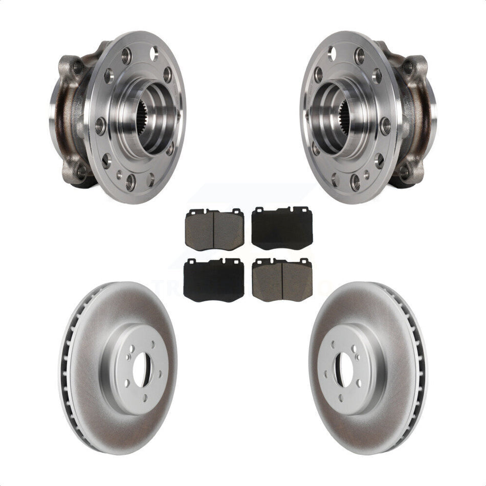 Front Hub Bearing Assembly Coated Disc Brake Rotor & Pads Kit For Mercedes-Benz C300 C400 KBB-125862