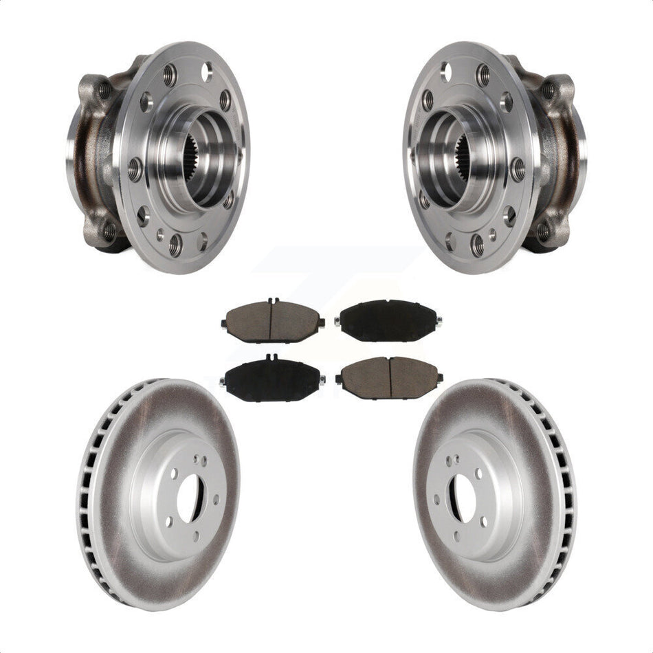 Front Hub Bearing Coated Brake Rotor Pad Kit For Mercedes-Benz C300 Without Sport Package KBB-125863