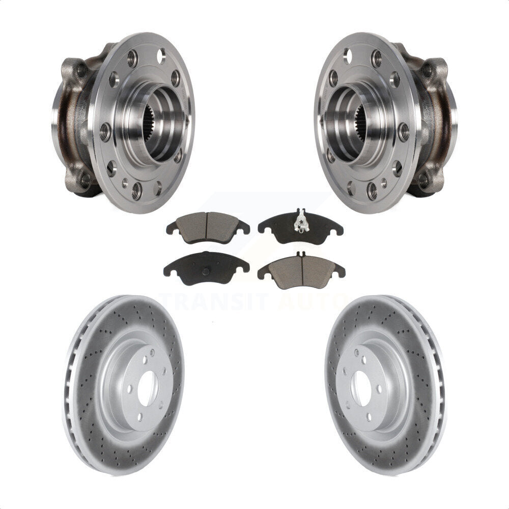 Front Hub Bearing Assembly Coated Brake Rotor And Pad Kit For 2017 Mercedes-Benz E400 AWD KBB-125865