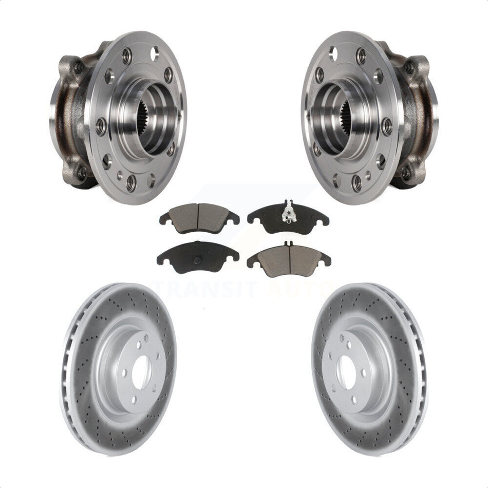 Front Hub Bearing Assembly Coated Brake Rotor And Pad Kit For 2017 Mercedes-Benz E400 AWD KBB-125865