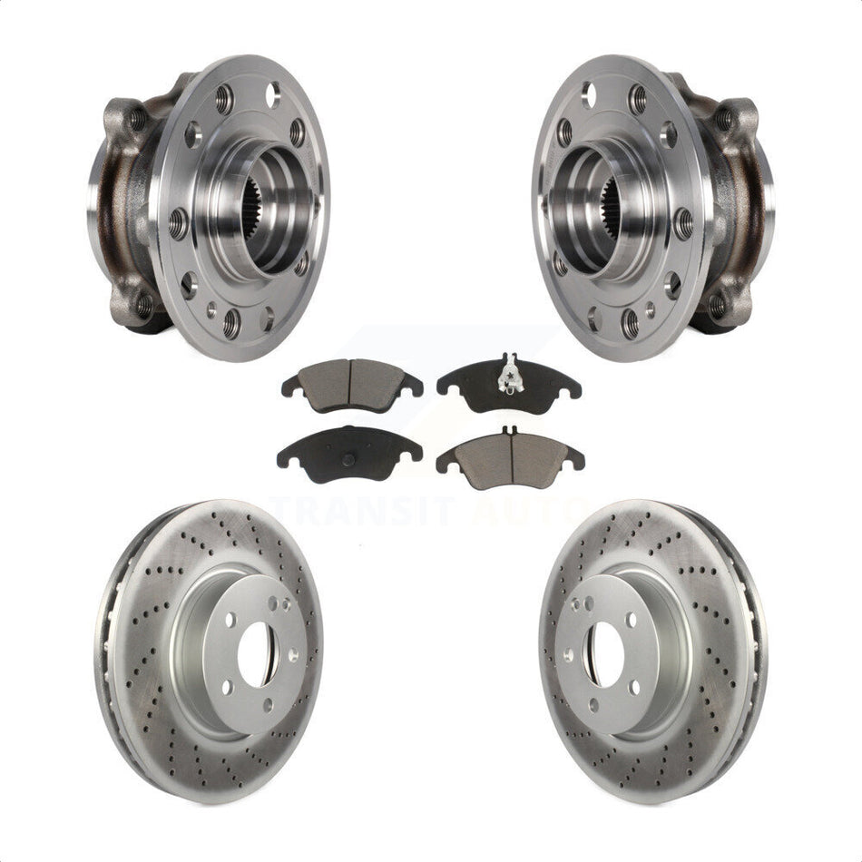 Front Hub Bearing Assembly Coated Brake Rotor And Pad Kit For 2017 Mercedes-Benz E400 AWD KBB-125867