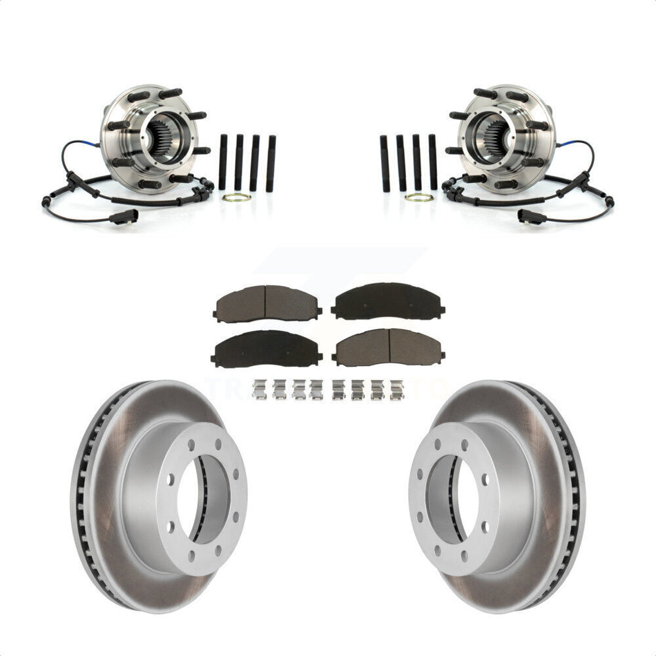 Front Hub Bearing Assembly Coated Brake Rotor Pads Kit For 2013 Ford F-250 Super Duty 4WD KBB-125894