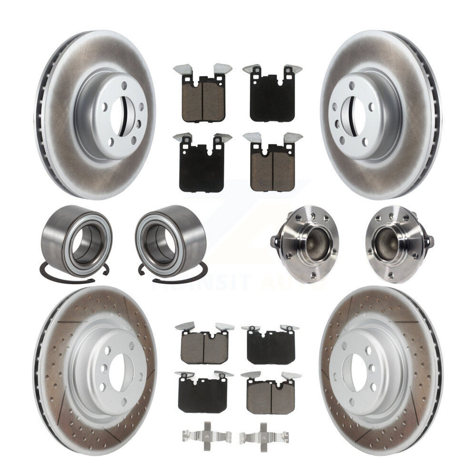 Front Rear Hub Bearing Coated Disc Brake Rotor & Pads Shoe Kit (10Pc) For BMW M235i M240i KBB-125909