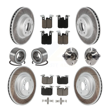 Front Rear Hub Bearing Coated Disc Brake Rotor & Pads Shoe Kit (10Pc) For BMW M235i M240i KBB-125911
