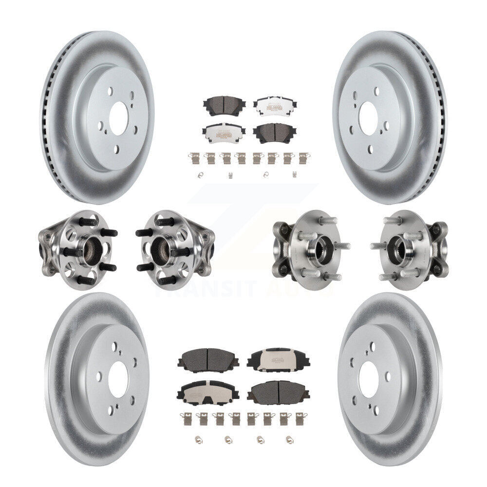 Front Rear Hub Bearings Coated Disc Brake Rotors And Pads Kit (10Pc) For Toyota Corolla KBB-125931