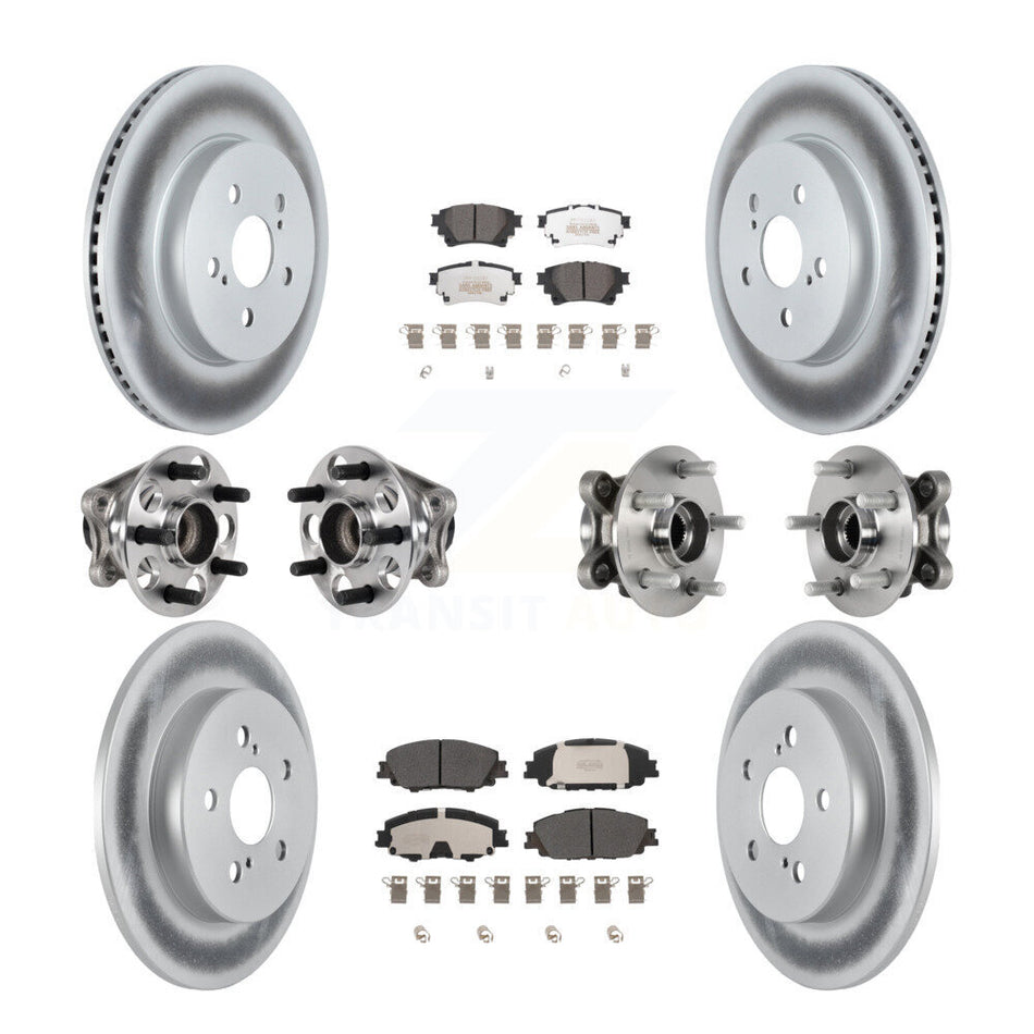 Front Rear Hub Bearings Coated Disc Brake Rotors And Pads Kit (10Pc) For Toyota Corolla KBB-125931