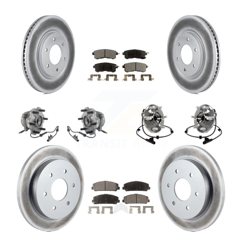 Front Rear Hub Bearing Coat Brake Rotor Pad Kit (10Pc) For Nissan Armada With Solid KBB-125940